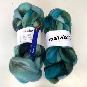 Lot of 2 Malabrigo Nube Roving Aguas Pure Merino